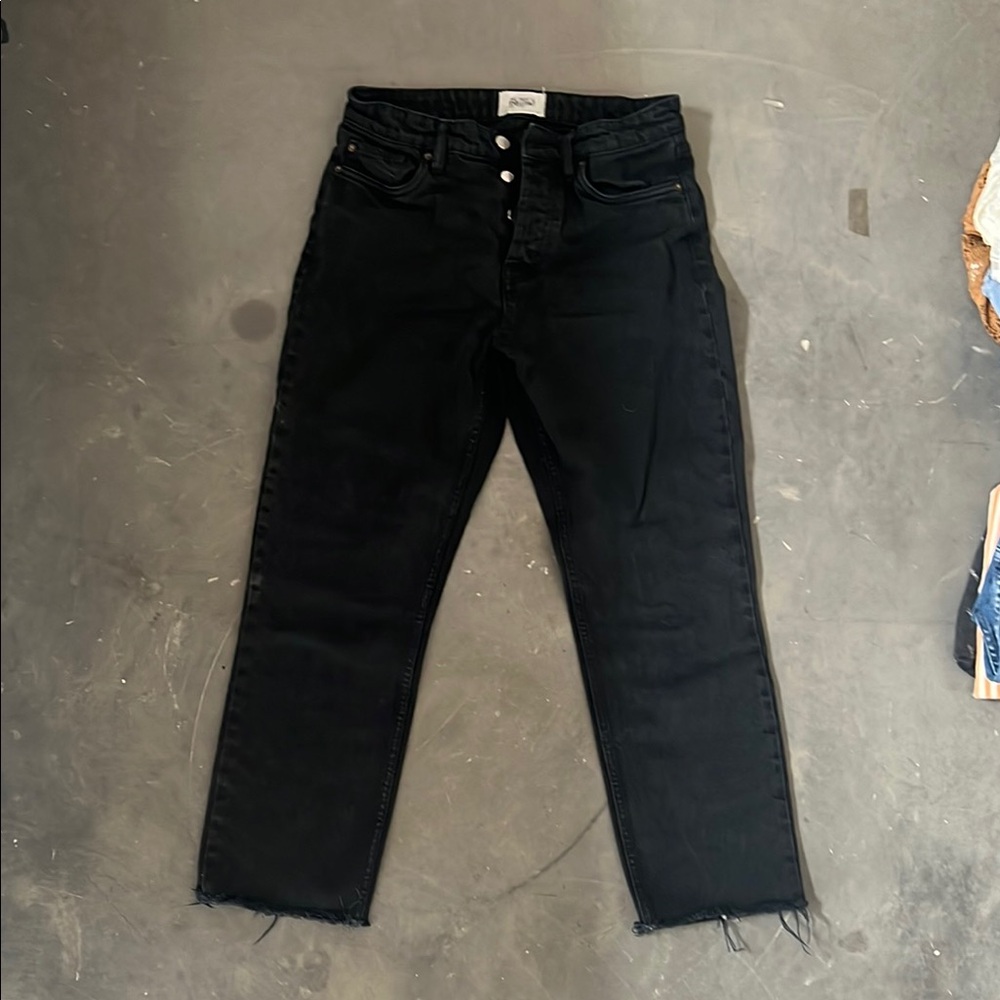 Zara Black Denim Cut Off Jeans
